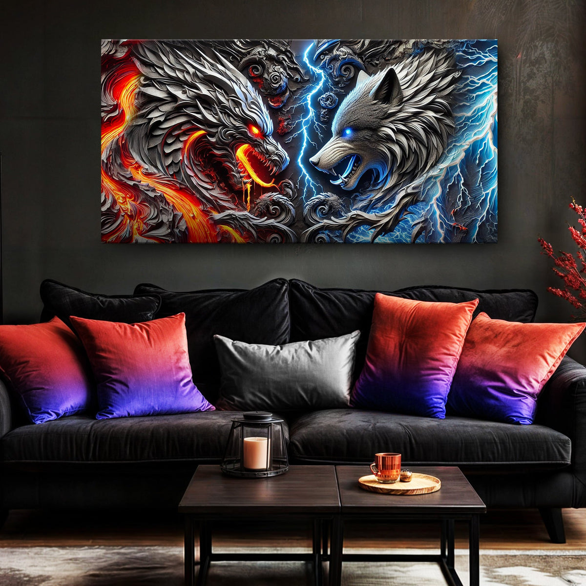3D Dragon and Wolf Wall Art IV, photo 2 of 10