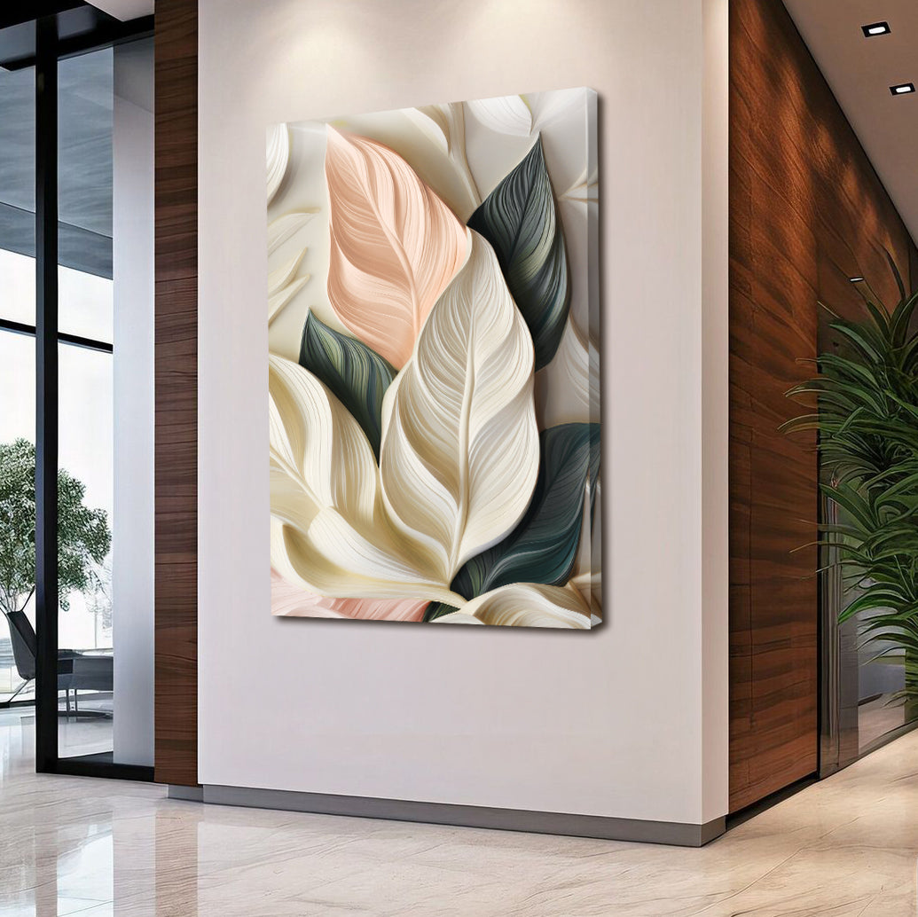 Elegant 3D Pastel Leaf Wall Art, photo 4 of 10