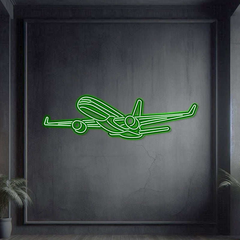 757-200 Angle Metal Neon Aircraft Wall Art - NCN0005