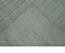 Hand Made 8x10 Modern Geometric striped Beige and Silver Scandinavian Blended Wool Flatwoven Area Rug | KE11