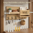 Vintage Wood Wall Organizer – Key Holder, Mail Rack & Coat Hooks by 2Dropme