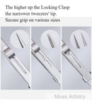 2 Pcs Set 6" Durable Stainless Steel Tweezer Set: Rust-resistant, Highly Elastic, Anti-static