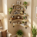 Rustic Corner Floating Shelves Set of 5 – Wall Mounted Wood Shelves by 2Dropme
