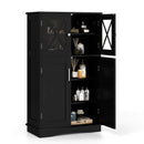4 Doors Freeestanding Bathroom Floor Cabinet with Adjustable Shelves by DirectDeals