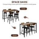 5 Piece Dining Bar Table Set with 4 Upholstered Bar Stools, Mid Century Pub Stool Dining Table for 4, Rustic Brown