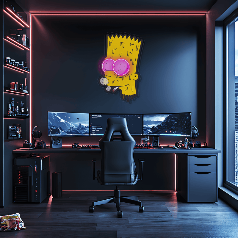 Bart Simpson Plexiglass Neon Art, Simpson Neon Sign, Neon Light Sign, Neon Wall Art, Neon Sign, Neon Light Sign, Neon Gifts, Gamer Gifts