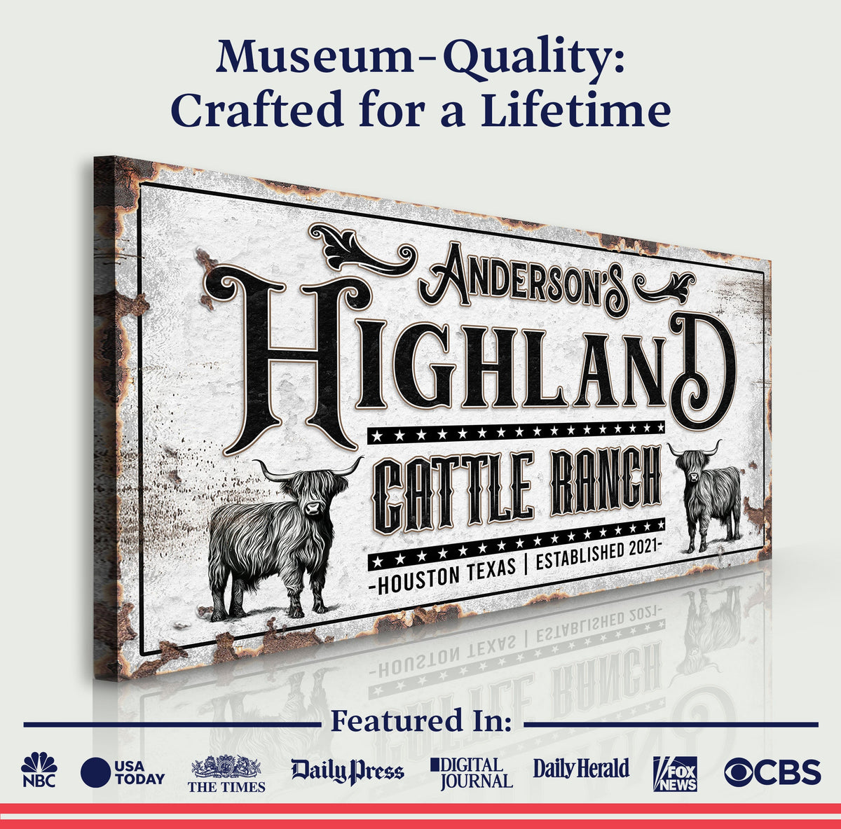 Personalized Highland Cattle Ranch Sign II, photo 4 of 8