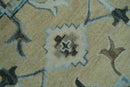 Custom Made Beige, Ivory and Blue Hand Tufted Floral Oriental Oushak wool area rug by The Rug Decor