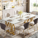 63" Modern Dining Table with Faux Marble Tabletop for 4-6 People
