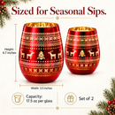 Crystal Christmas Tree Wine & Water Glasses - Set of 2