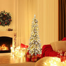 4/5/6 Feet Pre-Lit Artificial Christmas Tree Snow-Flocked Slim Pencil Xmas Decor-5 ft by LJGDeals