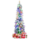 4/5/6 Feet Pre-Lit Artificial Christmas Tree Snow-Flocked Slim Pencil Xmas Decor-5 ft by LJGDeals