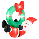 4 ft Inflatable Santa Claus Wreath with Red Bow and 5 LED Lights by LJGDeals