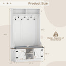 4-in-1 68.5 Inch Tall Coat Rack with Cushioned Bench and Shoe Storage-White