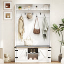 4-in-1 68.5 Inch Tall Coat Rack with Cushioned Bench and Shoe Storage-White
