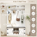 4-in-1 68.5 Inch Tall Coat Rack with Cushioned Bench and Shoe Storage-White