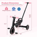 4-in-1 Foldable Toddler Tricycle with Push Handle with Adjustable Seat