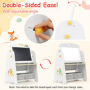 4-in-1 Kids Table and Chair Set Art Easel with Magnetic Whiteboard and Bookshelf-Natural