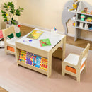 4 in 1 Kids Table and Chair Set with Reversible Graffiti and Building Blocks Tabletop by LJGDeals