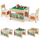 4 in 1 Kids Table and Chair Set with Reversible Graffiti and Building Blocks Tabletop by LJGDeals