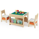 4 in 1 Kids Table and Chair Set with Reversible Graffiti and Building Blocks Tabletop by LJGDeals
