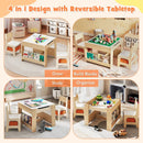 4 in 1 Kids Table and Chair Set with Reversible Graffiti and Building Blocks Tabletop by LJGDeals