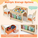 4 in 1 Kids Table and Chair Set with Reversible Graffiti and Building Blocks Tabletop