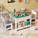 4 in 1 Kids Table and Chair Set with Reversible Graffiti and Building Blocks Tabletop