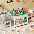 4 in 1 Kids Table and Chair Set with Reversible Graffiti and Building Blocks Tabletop by LJGDeals