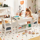 4 in 1 Kids Table and Chair Set with Reversible Graffiti and Building Blocks Tabletop