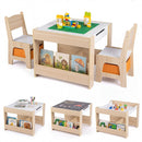 Kids Table and Chair Set with Building Blocks & Storage