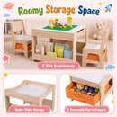 Kids Table and Chair Set with Building Blocks & Storage