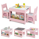 Kids Table and Chair Set with Building Blocks & Storage