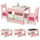 Kids Activity Table and 2 Chairs Set with Reversible Tabletop