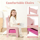 Kids Activity Table and 2 Chairs Set with Reversible Tabletop