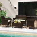 4 Piece Patio Rattan Conversation Set with Cozy Seat Cushions by LJGDeals