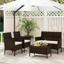 4 Piece Patio Rattan Conversation Set with Cozy Seat Cushions by LJGDeals