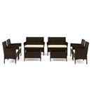 4 Piece Patio Rattan Conversation Set with Cozy Seat Cushions by LJGDeals