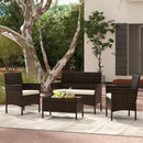 4 Piece Patio Rattan Conversation Set with Cozy Seat Cushions by LJGDeals