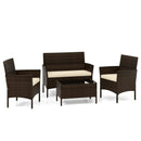 4 Piece Patio Rattan Conversation Set with Cozy Seat Cushions by LJGDeals