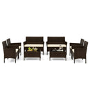 4 Piece Patio Rattan Conversation Set with Cozy Seat Cushions by LJGDeals