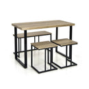 4 Pieces Industrial Dinette Set with Bench and 2 Stools-Oak by LJGDeals