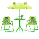 4 Pieces Kids Picnic Set with 2 Folding Chairs and Height Adjustable Umbrella by LJGDeals