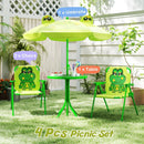 4 Pieces Kids Picnic Set with 2 Folding Chairs and Height Adjustable Umbrella by LJGDeals