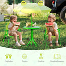 4 Pieces Kids Picnic Set with 2 Folding Chairs and Height Adjustable Umbrella-Light Green