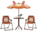 4 Pieces Kids Picnic Set with 2 Folding Chairs and Height Adjustable Umbrella by LJGDeals
