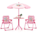 4 Pieces Kids Picnic Set with 2 Folding Chairs and Height Adjustable Umbrella-Pink