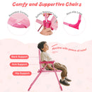 4 Pieces Kids Picnic Set with 2 Folding Chairs and Height Adjustable Umbrella-Pink