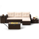 4 Pieces Outdoor Furniture Set with 32 Inch Fire Pit Table and Propane Tank Cover by LJGDeals