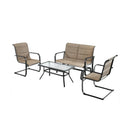 4 Pieces Outdoor Patio Furniture Set with Padded Glider Loveseat and Coffee Table-Brown by LJGDeals